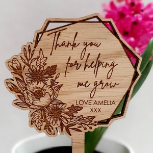 Teacher Gift, Thank You For Helping Me Grow Plant Pot Marker, Sign, Thanks, End Of Term, Teacher, flowers, garden, gardening, memorial image 3