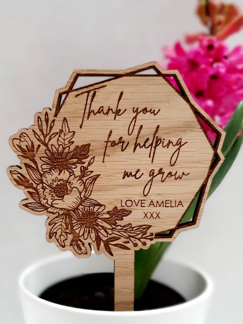 Teacher Gift, Thank You For Helping Me Grow Plant Pot Marker, Sign, Thanks, End Of Term, Teacher, flowers, garden, gardening, memorial image 3