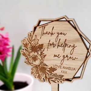 Teacher Gift, Thank You For Helping Me Grow Plant Pot Marker, Sign, Thanks, End Of Term, Teacher, flowers, garden, gardening, memorial image 4