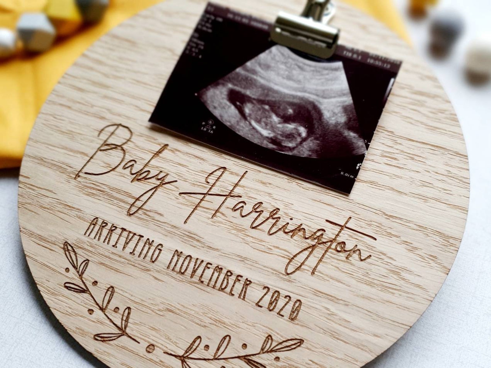 Baby Pregnancy Announcement Plaque sign baby name scan Etsy
