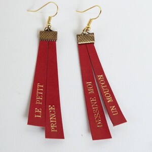 red gold leather earrings