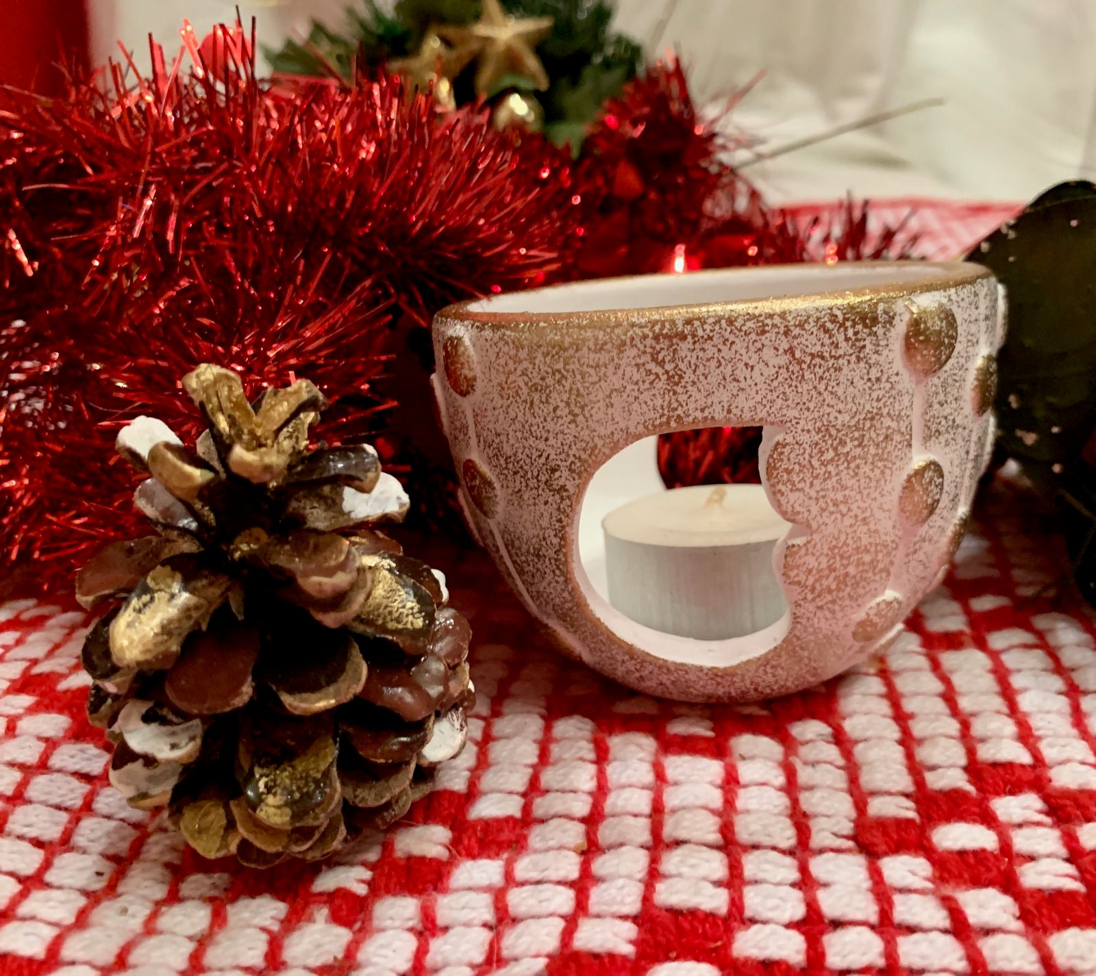 Photophores Blanc et Doré Forme Lune