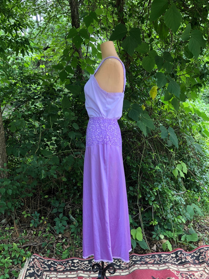 Light Purple Hand-Dyed Vintage Half Slip and Camisole Set Size M Vintage Purple Slip Festival Wear