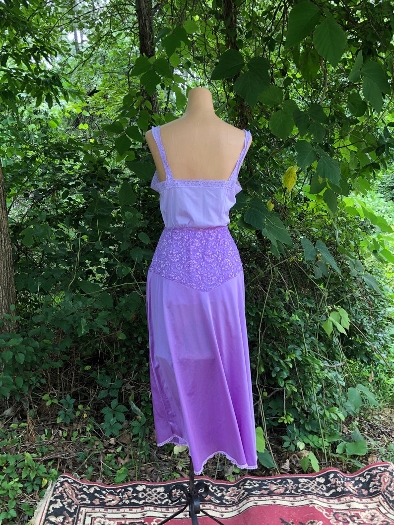 Light Purple Hand-Dyed Vintage Half Slip and Camisole Set Size M Vintage Purple Slip Festival Wear