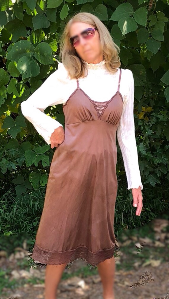 brown slip dress outfit