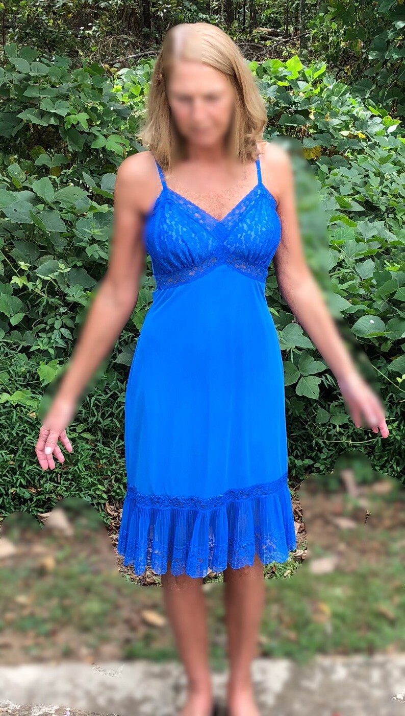 Royal Blue Slip Dress Hand-Dyed Vintage Bust 34 Size S | Etsy