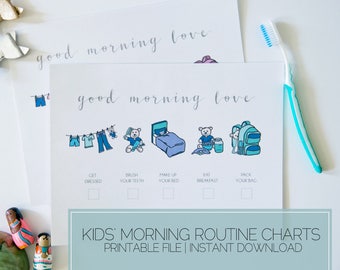 Gráfico de rutina MAÑANA para niños / Archivo imprimible