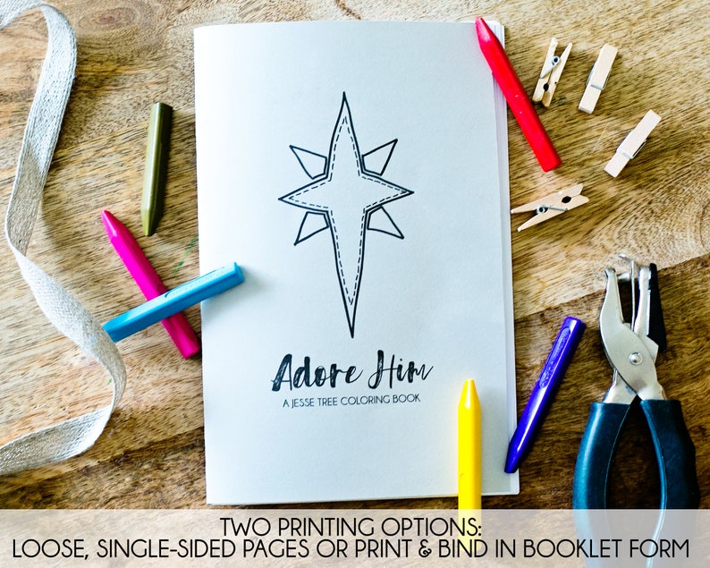 DIY JESSE TREE Printable Pdf Jesse Tree Coloring Book Christmas Advent Ornament Activity image 2