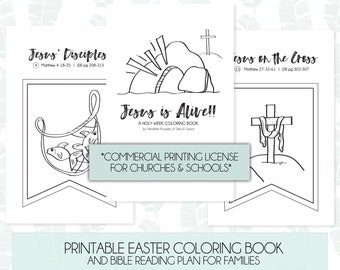 Commercial Printing License - HOLY WEEK Printable Coloring Book - Kids' Easter Activity - diy Easter decoration