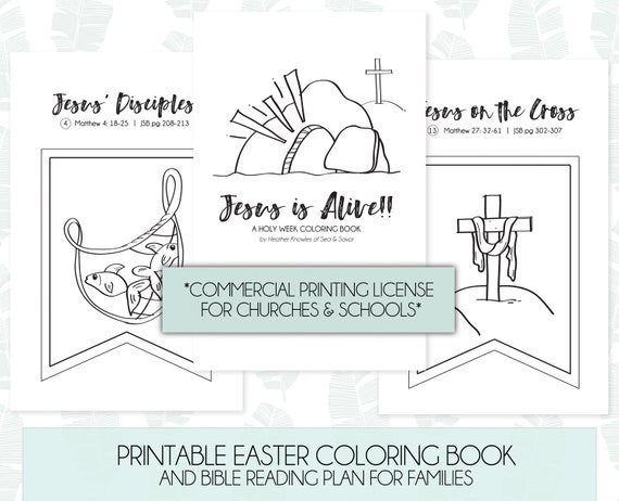 Commercial Printing License - HOLY WEEK Printable Coloring Book - Kids' Easter Activity - diy Easter decoration