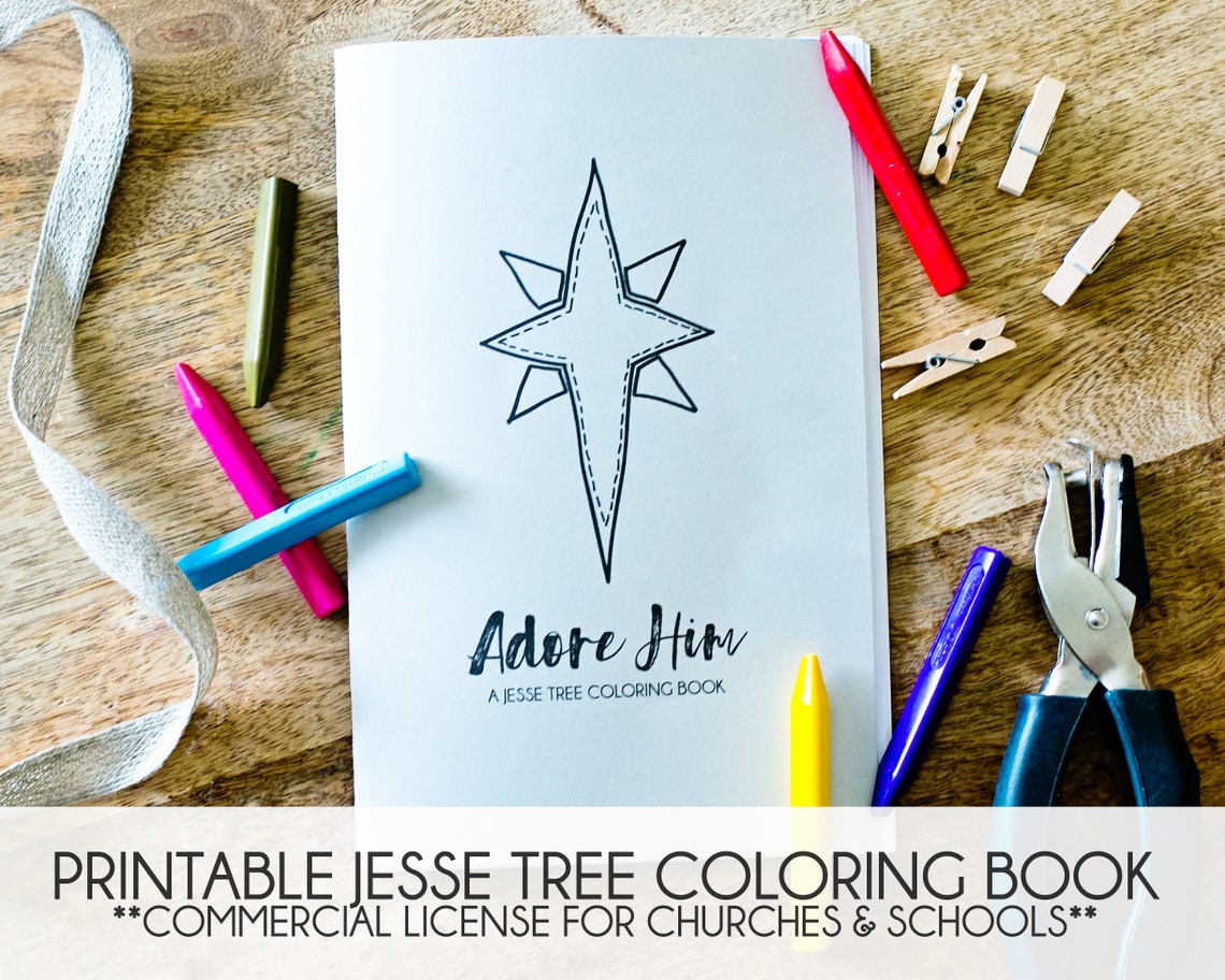 Printable PDF Jesse Tree Coloring Book Christmas Advent Etsy