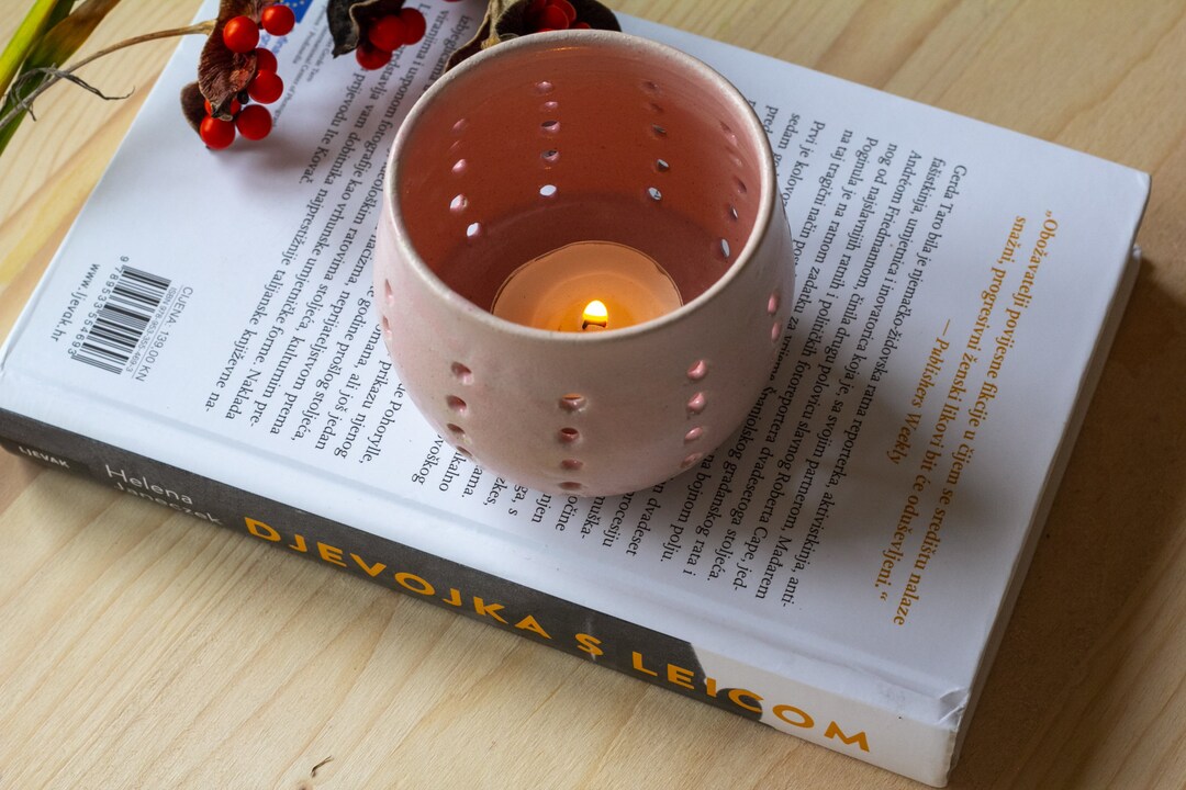 Ceramic Candle Holder Small Pink Tea Light Holder, Minimalist Decor