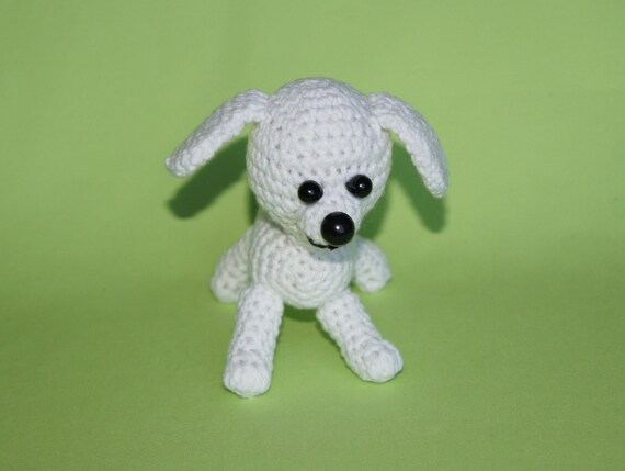 Crochet Blanc Jouet Chien Amigurumi Fait à La Main Chien Au