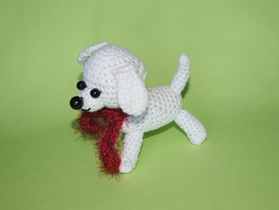 Crochet Blanc Jouet Chien Amigurumi Fait à La Main Chien Au