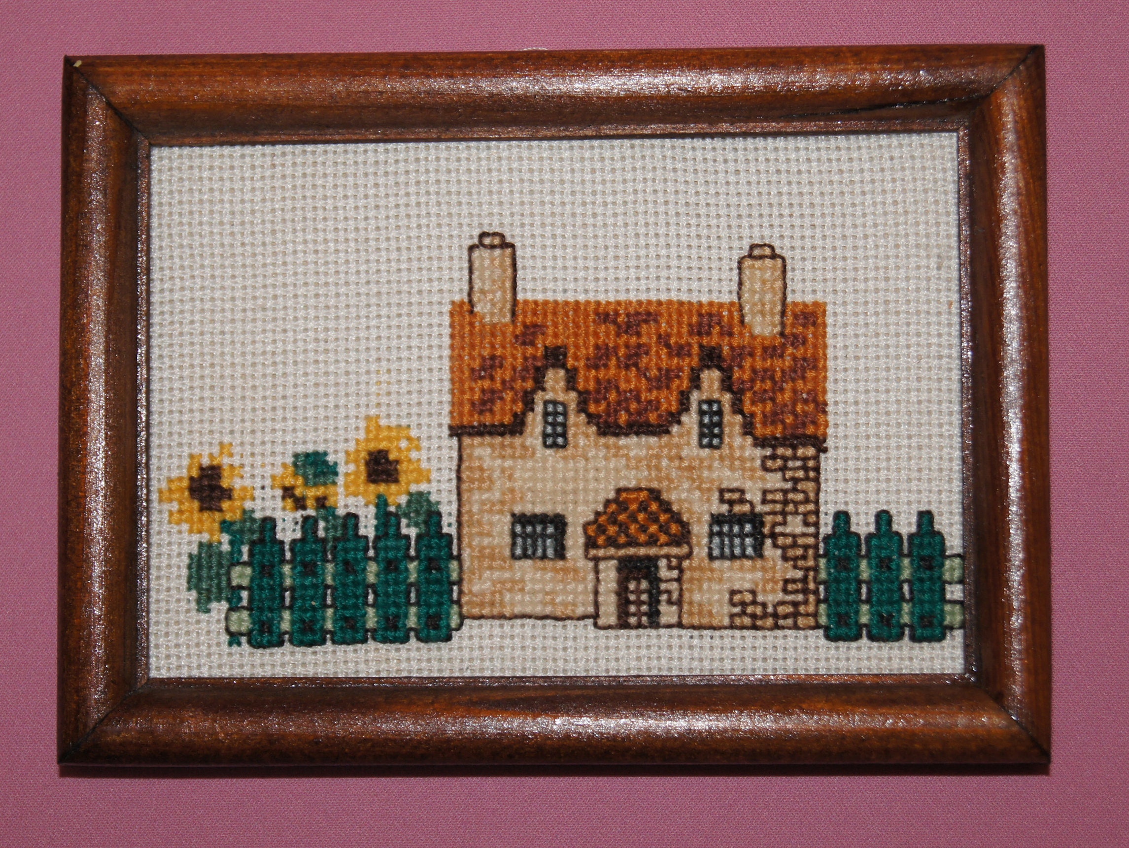 Completed counted cross stitch house handmade embroidery Etsy