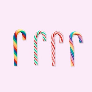 Handmade Clay Candy Cane Cabochons - Christmas Decoden Charms