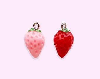Mireval Sterling Silver Enameled Strawberry Charm on an Optional Charm Holder Mireval Sterling Silver Enameled Strawberry Charm on an Optional Charm Holder