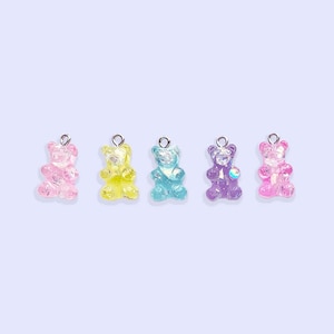 2pc or 10pc Pastel Glitter Gummy Bear Charm -Candy Charm -Kawaii Charm -Gummy Bear -Kids Charm -Candy Charm Necklace -Cute Charm- Food Charm