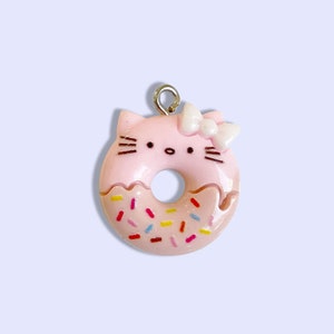 C - 2pc or 10pc Cat Donut Charm -Doughnut Charms -Animal Charms -Kawaii Charms -Charm for girls -Cat Charms- Pet Charms -Shoe Charms-Donut