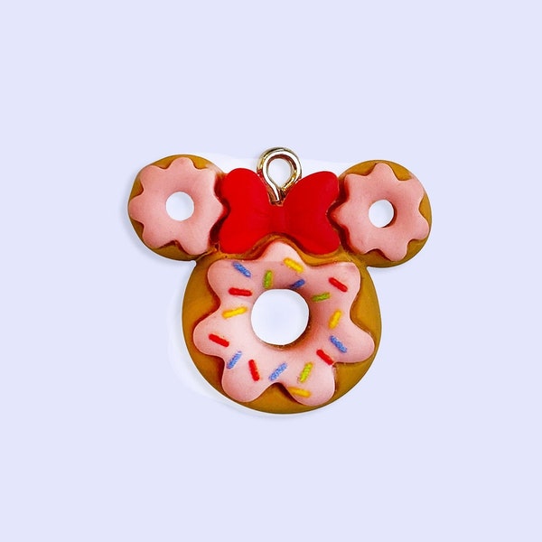 2pc ou 10pc Bow Donut Charm - Pastel Pink Donut Charm -Charm for Girls -Kawaii Charms -Animal Charm -Food Charms -Chaussure Charms -Donut Donut