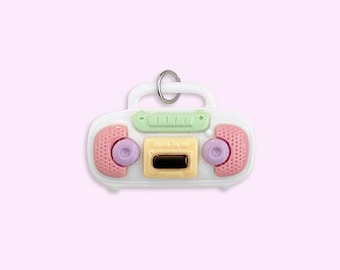 2 or 10pc Pastel Retro Boom Box Pendant for Keychain Making