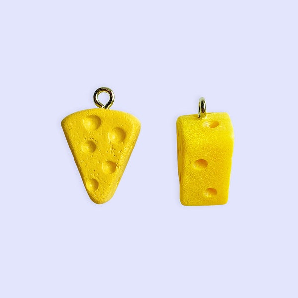 2pc or 10pc Cheese Charm - Swiss Cheese Charm -Food Charm -Grilled Cheese Charm -Slime Charm - Kawaii Charm - Mouse and Cheese Charm