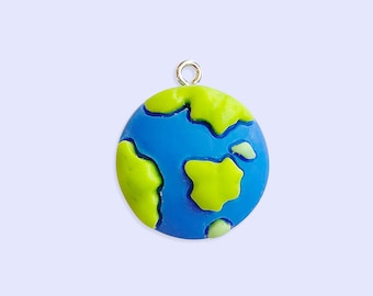 2pc or 10pc Planet Earth Charm -Tree Hugger Charm -Climate Change Charm -Arbor Day Charm -Save the Earth Charm - Forest Charm - Nature Charm