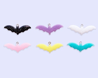 2pc, 6pc or 10pc Glitter Bat Charm -Pastel Goth Charm -Lolita Charm -Kawaii Charm -Harajuku charm Bracelet -Creepy Cute Charm -Dracula Charm