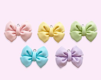 Zawieszka w kształcie kokardy z żywicy pastelowej, styl Kawaii Lolita, biżuteria DIY