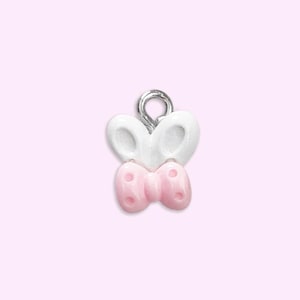 2Stk oder 10 Stück Micro Mini Osterhase Ohr Charme -Rosa Schleife Charme -Pastel Kaninchen Charme -Ostern Sonntag Charme -Rosa Kaninchen Charme -Osterei Charme