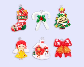 2, 6 or 10pc Vintage Christmas Charms for Nostalgia Jewelry Crafting