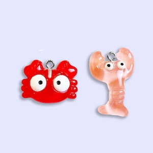 2pc or 10pc Lobster and Crab Charms -Sea Life Charm -Ocean Charm -Lobster Charms -Fisherman charms -Sea Food Charms -Dolphin Charms