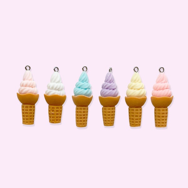 2pc, 6pc or 10pc Ice Cream Cone Charms -Ice Cream Earrings -Ice Cream Jewelry DIY -Ice Cream Shoe Charm -Ice Cream Hair Bow Charm