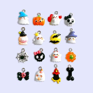 Mini dijes Kawaii de Halloween, dijes de resina de fantasma, araña y vela