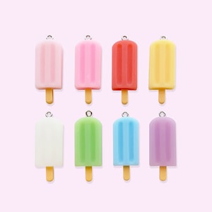 2pc or 10pc Colorful Popsicle Charms - Pastel Pink Charm -Ombre Popsicle -Pastel Rainbow Charm -Kawaii Charm