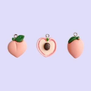 2pc, 3pc or 10pc Peach Charms -Fruit Charm -Georgia Peach -Pretty as a Peach -Slime Charm -Fruit Charm -Fruit cabochon -Peach Butt Charm