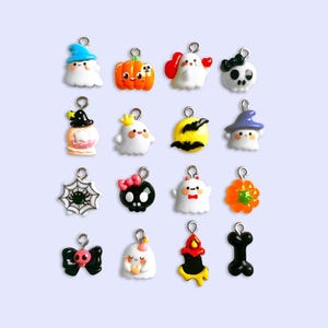 Mini Charms de Resina Kawaii para Halloween (2, 4 y 10 piezas): Fantasma, Araña, Vela y Diablo