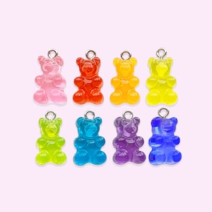 2pc, 8pc, 10pc Gummy Bear Charm -Candy Charm -Rainbow Charm -Kawaii Charm -Harajuku Charm -Fairy Kei Charm -Candy Charm Necklace -Food Charm
