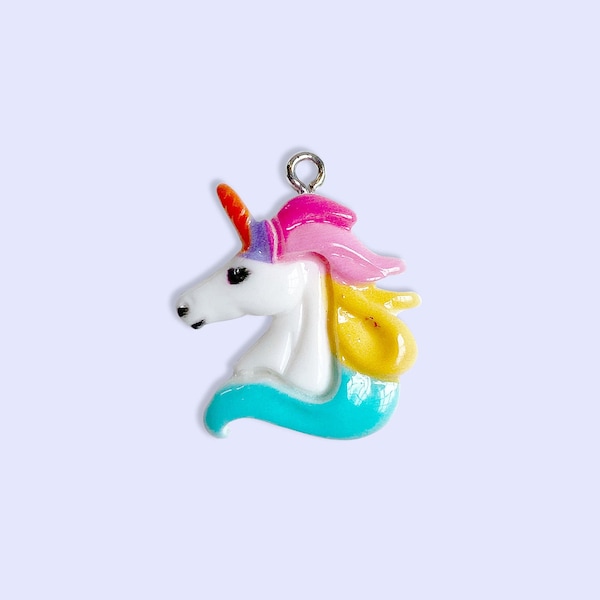 2pc or 10pc Magical Unicorn Charm - Rainbow Unicorn Charm - Resin Charm -Unicorn Necklace -Charm Bracelet - Kawaii Charm - kids charm