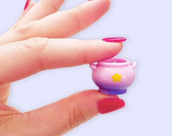 1, 2 or 10pc Large Real Life Shaped Pastel Goth Witches Cauldron Pendant for Keychains