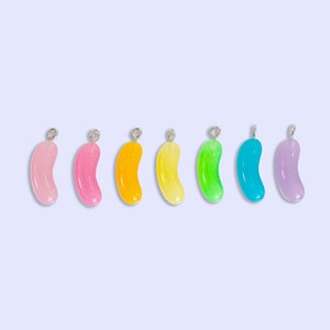 2pc, 7pc or 10pc Jelly Bean Charm -Jelly Bean Necklace -Jelly Bean Bracelet -Kids Candy Bracelet- Kawaii Charm - kid Charm -Dessert Charm