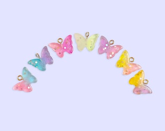 2pc 7pc or 10pc Mini Ombre Butterfly Charms -Glitter Butterfly -Charm Bracelet -Kawaii Charm -Butterfly Bracelet -Kids Charm -Nature Charm