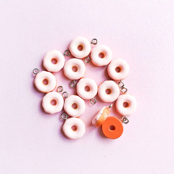 2pc or 10pc Pastel Pink Mini Donut Charm - Dessert Charm - Breakfast Charm -Doughnut Charm -Donut Cabochon -Fairy Kei charm -Charm Bracelet