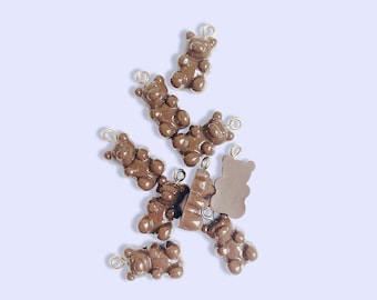 2pc, 10pc, 30pc, or 50pc Milk Chocolate Gummy Bear Charm -Candy Charm -Kawaii Charm -Kids Charm -Chocolate Charm -Food Charm -Cacao Charm