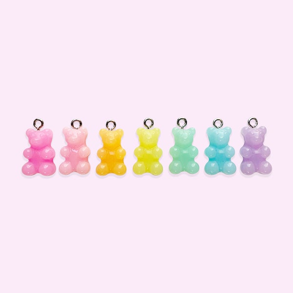 2pc, 7pc or 10pc Pastel Gummy Bear Charm -Candy Charm -Rainbow Charm -Kawaii Charm -Harajuku Charm -Fairy Kei Charm -Candy Charm -Food Charm