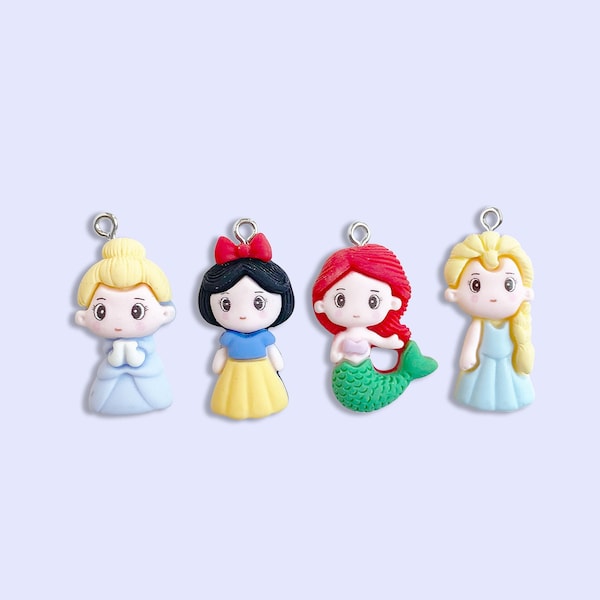 2pc, 7pc or 10pc Princess Charms -Mermaid Charms -Fairy Tale Charms -Ice Queen Charms - Kawaii charms -Children's Charms -Girls Necklace