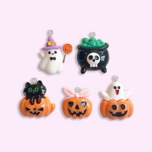 Halloween Resin Charms, Ghost, Pumpkin, Cauldron, Kawaii Charms
