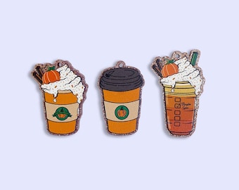 Pumpkin Spice Latte acryl bedel, kawaii koffiekopje, bedelarmband