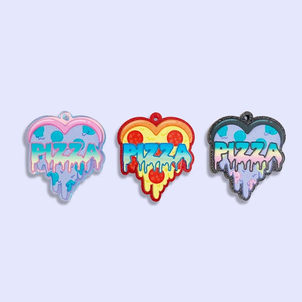 2pc, 3pc or 10pc I Heart Pizza Pendants -Pastel Goth Pendants -Kawaii -Snack Charm -Pizza Charm -Lunch Charm -Hamburger Charm -Carbs Charm