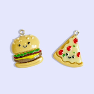 Ciondolo hamburger e pizza da 2 o 10 pezzi - Ciondolo fast food - Ciondolo snack - Ciondolo pizza - Ciondolo pranzo - Ciondolo hamburger - Ciondolo carboidrati - Ciondolo America